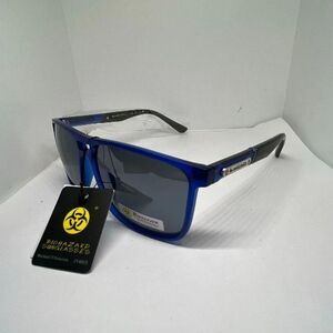 Blue Biohazard UV400 Square Sunglasses – Maximum UV Protection – NWT